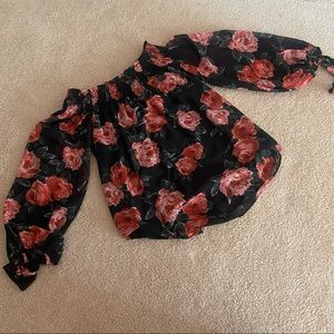 Olivaceous Off the Shoulder Floral Blouse